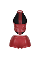 Rhea PU Halter Top &amp; Shorts SET