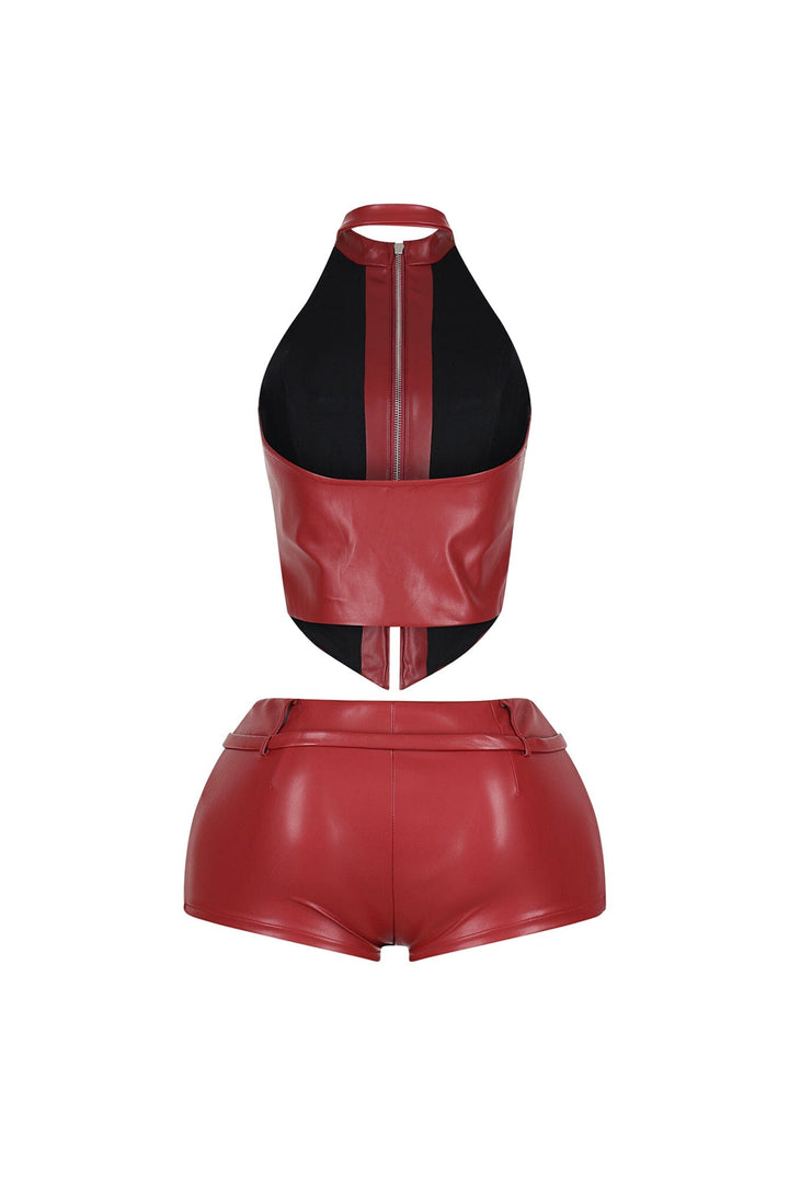 Rhea PU Halter Top &amp; Shorts SET