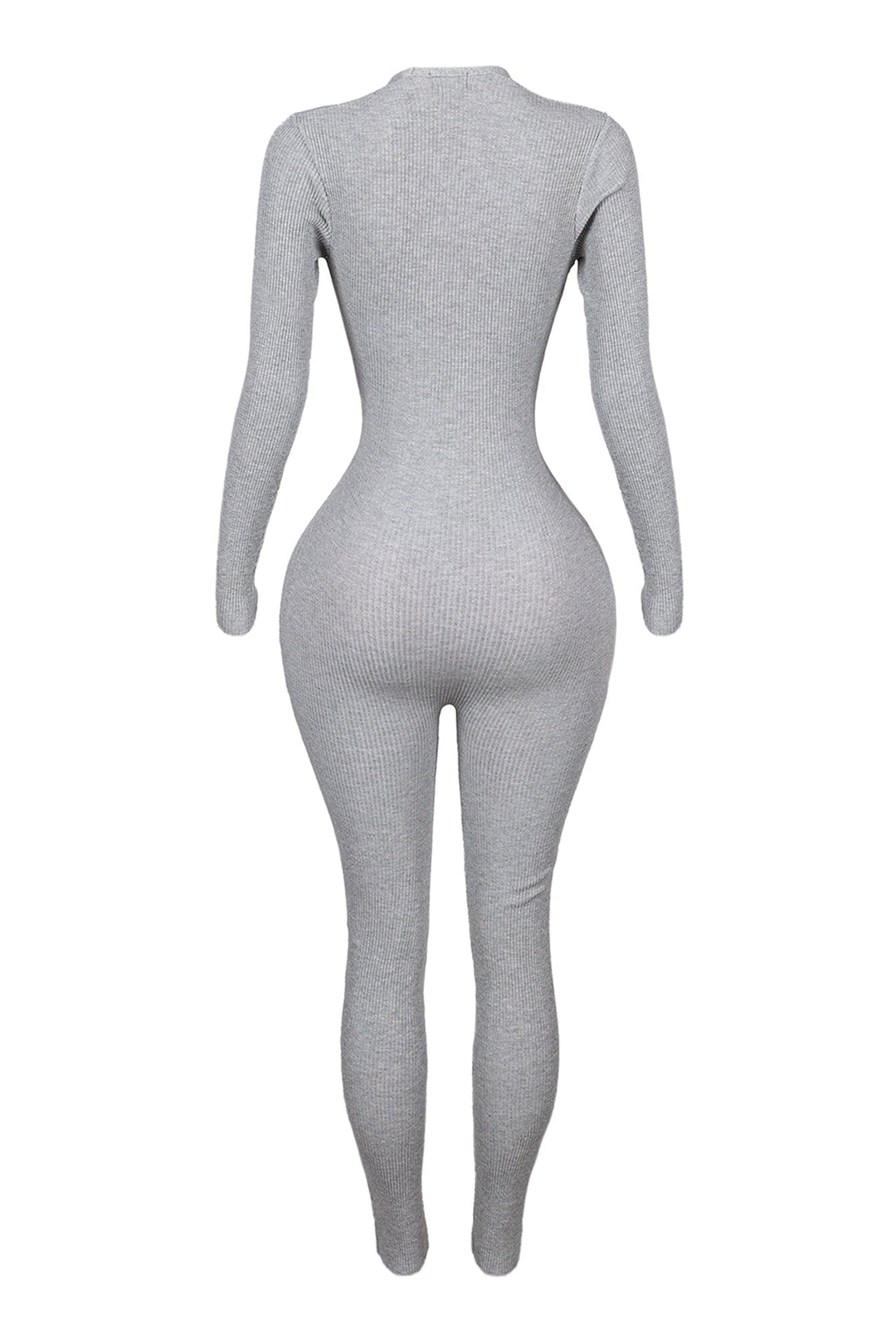 Adellia Ribbed Knit Deep V-Neck Jumpsuit