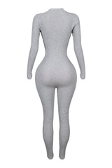 Adellia Ribbed Knit Deep V-Neck Jumpsuit