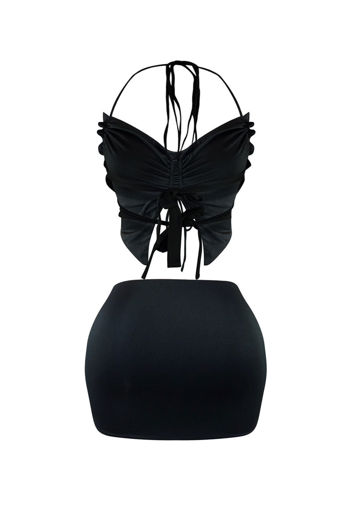 Delicate Butterfly Halter Top &amp; Skirt SET