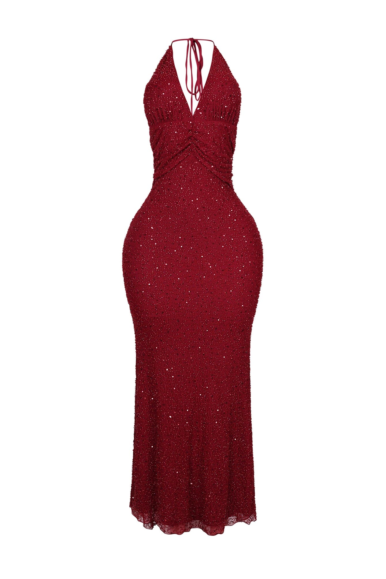 MERMAID HEM MESH INSERT DRESS