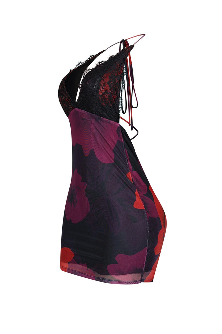 Melina Halter Lace Bust Mini Dress