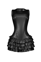 Amanza Faux Leather Ruffle Romper