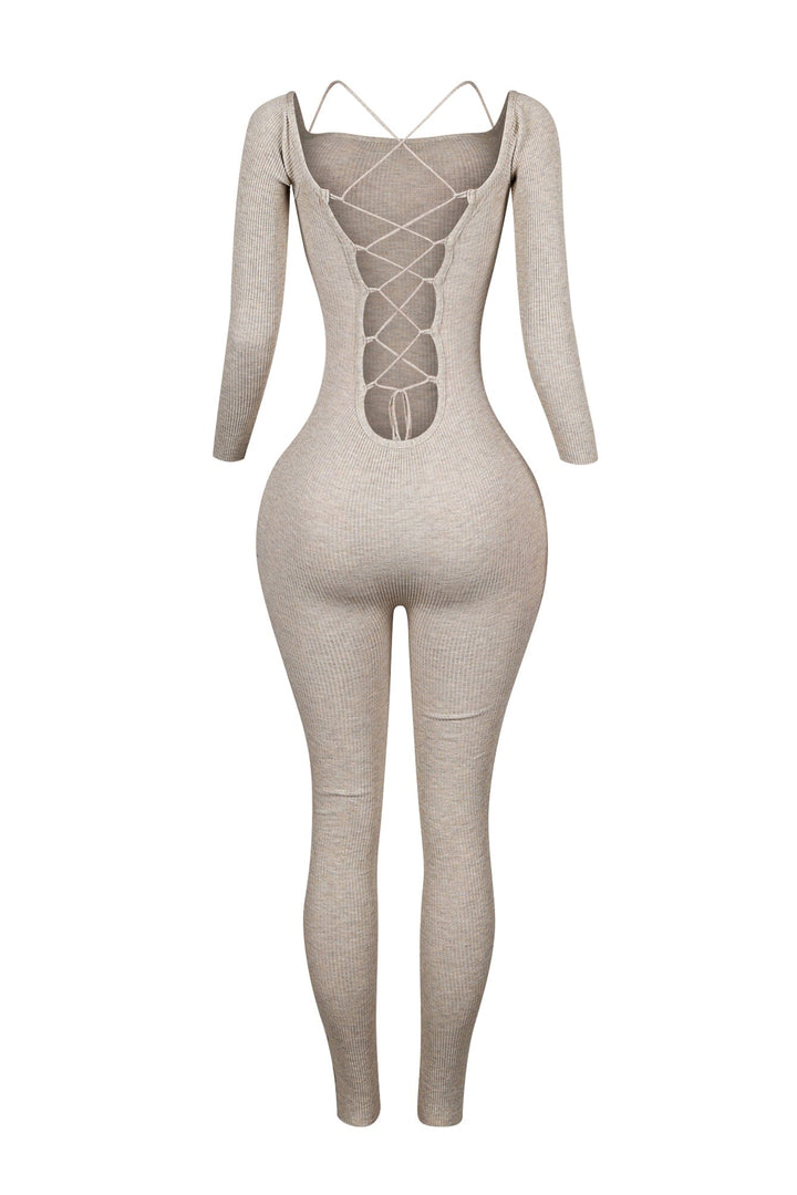 Play Hard Off Shoulder Knit Jumpsuit