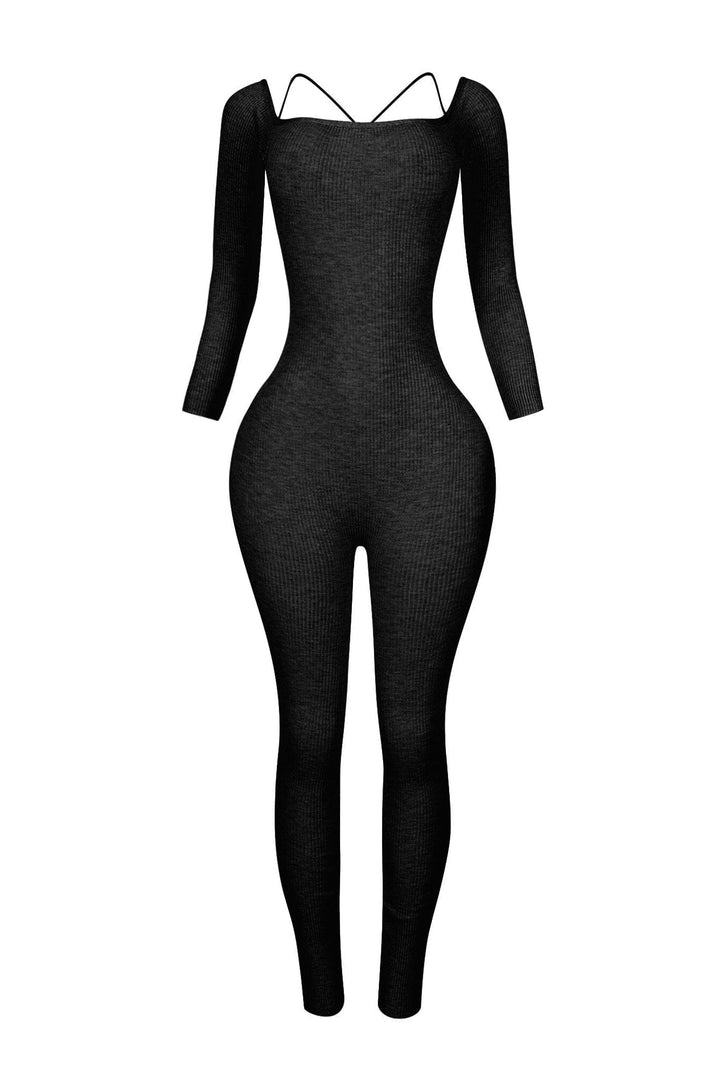 Play Hard Off Shoulder Knit Jumpsuit