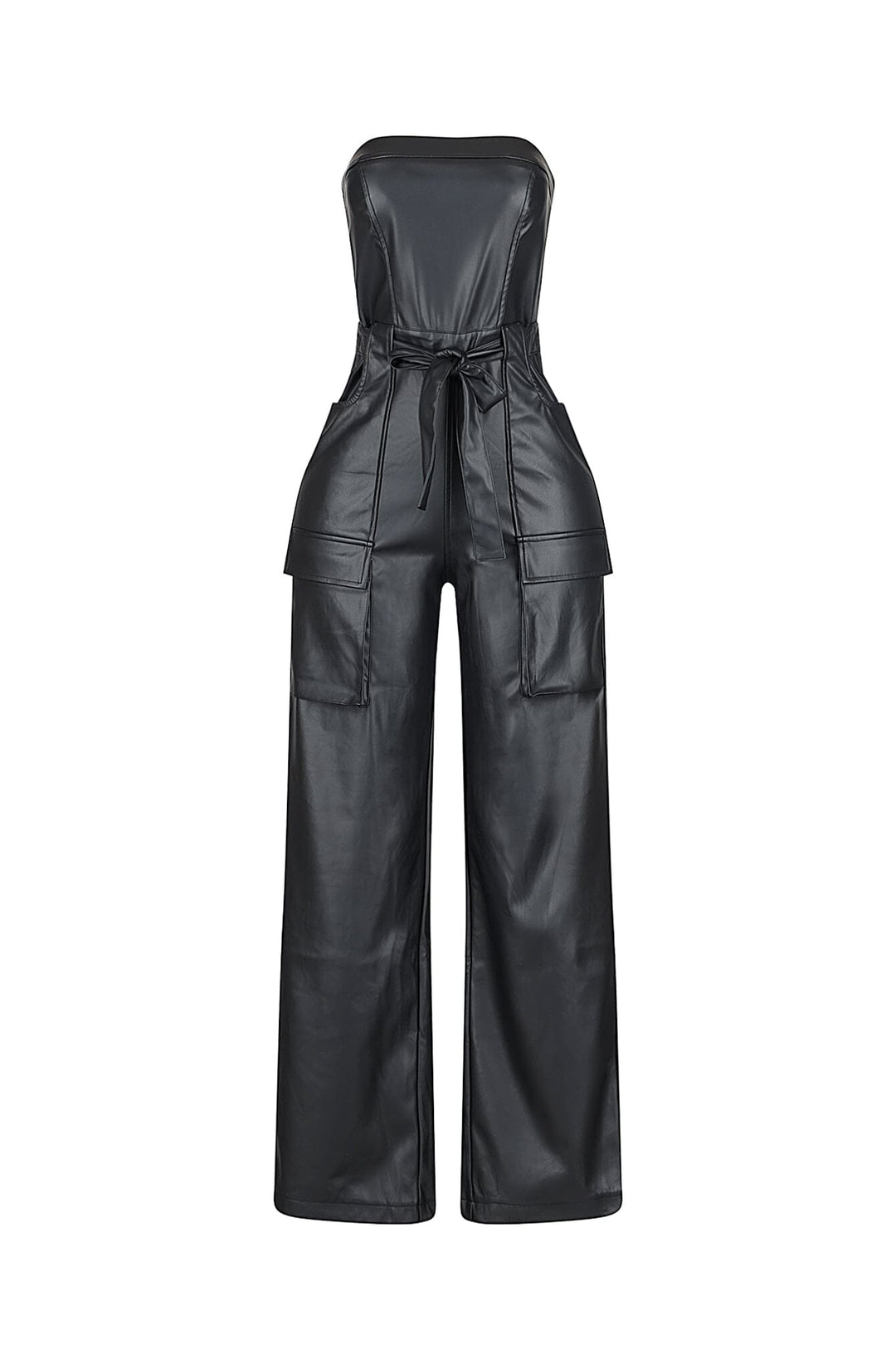 Jessamine PU Tube Cargo Jumpsuit