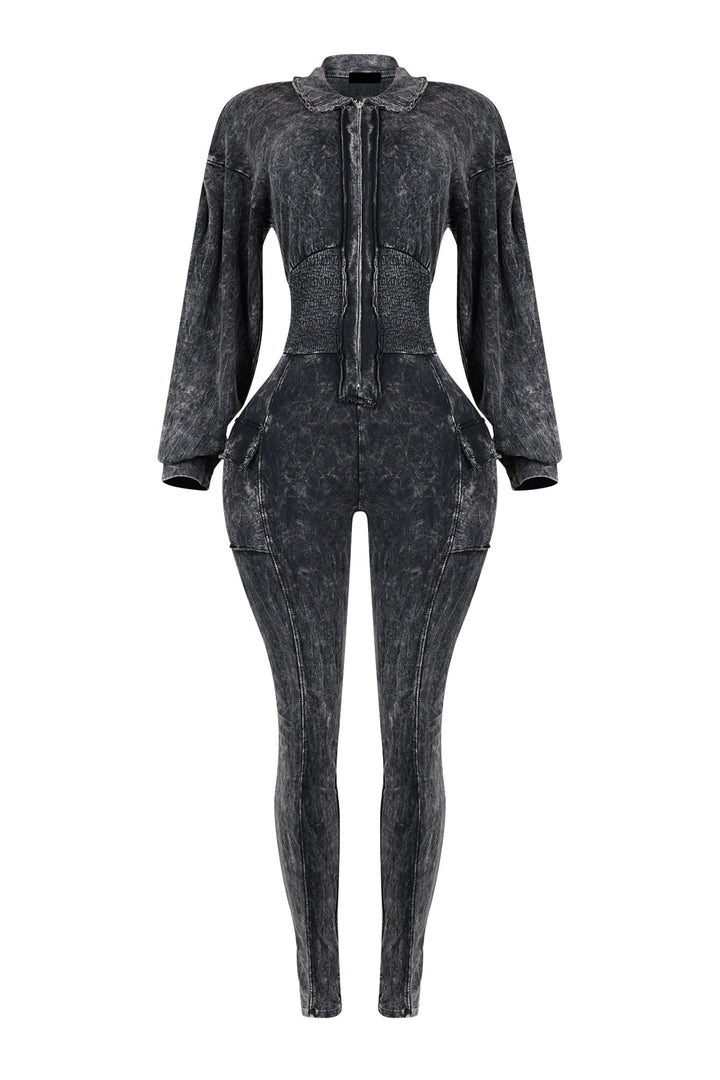 Olivia Mineral Washed Smocking Jumpsuit