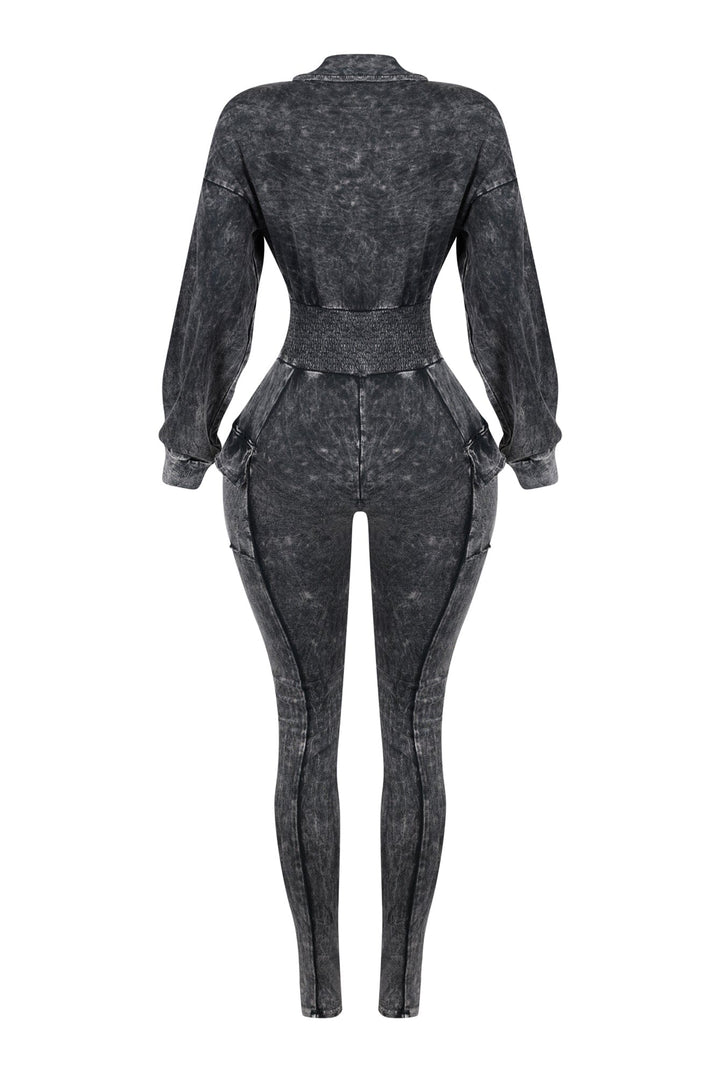 Olivia Mineral Washed Smocking Jumpsuit