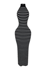 Verona Stripe Mock Neck Maxi Dress