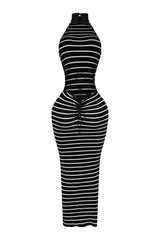Verona Stripe Mock Neck Maxi Dress