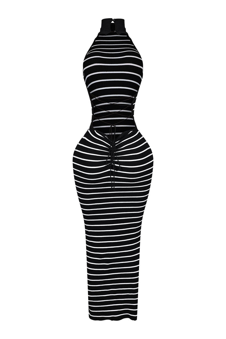 Verona Stripe Mock Neck Maxi Dress