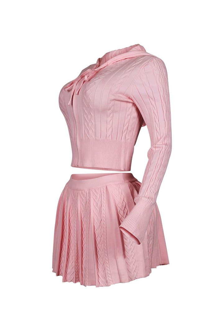 Ella Cable Knit Hoodie &amp; Skort SET