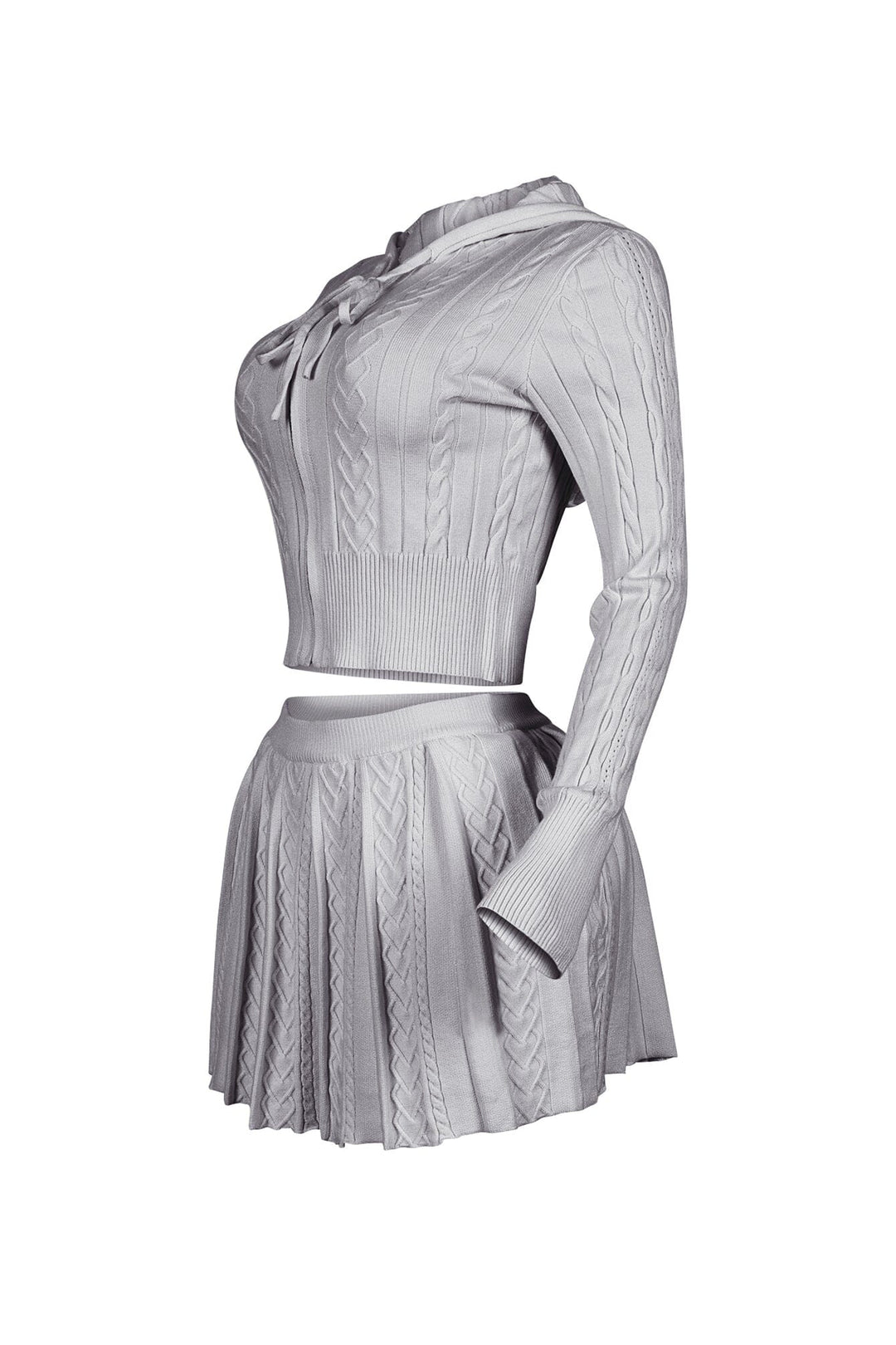 Ella Cable Knit Hoodie &amp; Skort SET