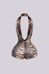 Saskia Zebra Print Cowl Neck Romper