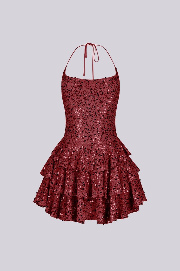 Merinda Sequin Halter Mini Dress