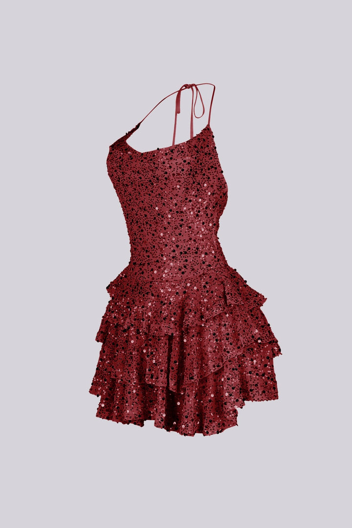 Merinda Sequin Halter Mini Dress