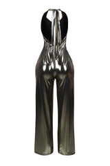 Hayze Foil Halter Cowl Neck Jumpsuit