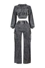 Aniston Mineral Washed Hoodie &amp; Pants SET