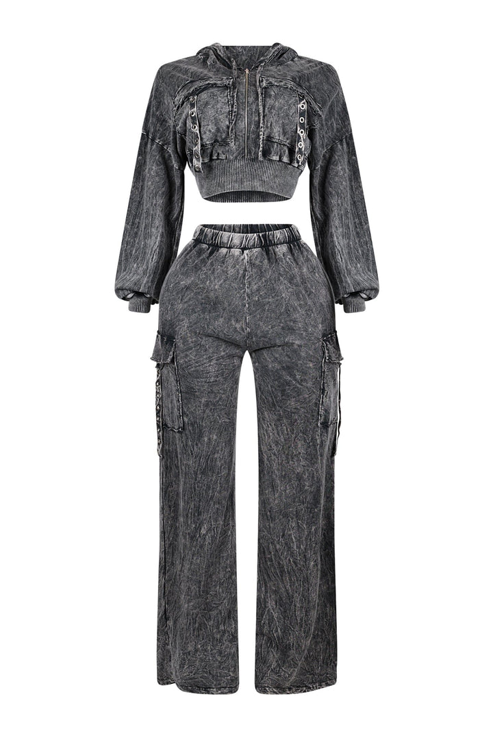 Aniston Mineral Washed Hoodie &amp; Pants SET