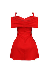 Ariana Pleated Off Shoulder Mini Dress