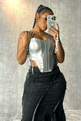 Too Hot Vegan Leather Corset Top Crop Top EDGE 