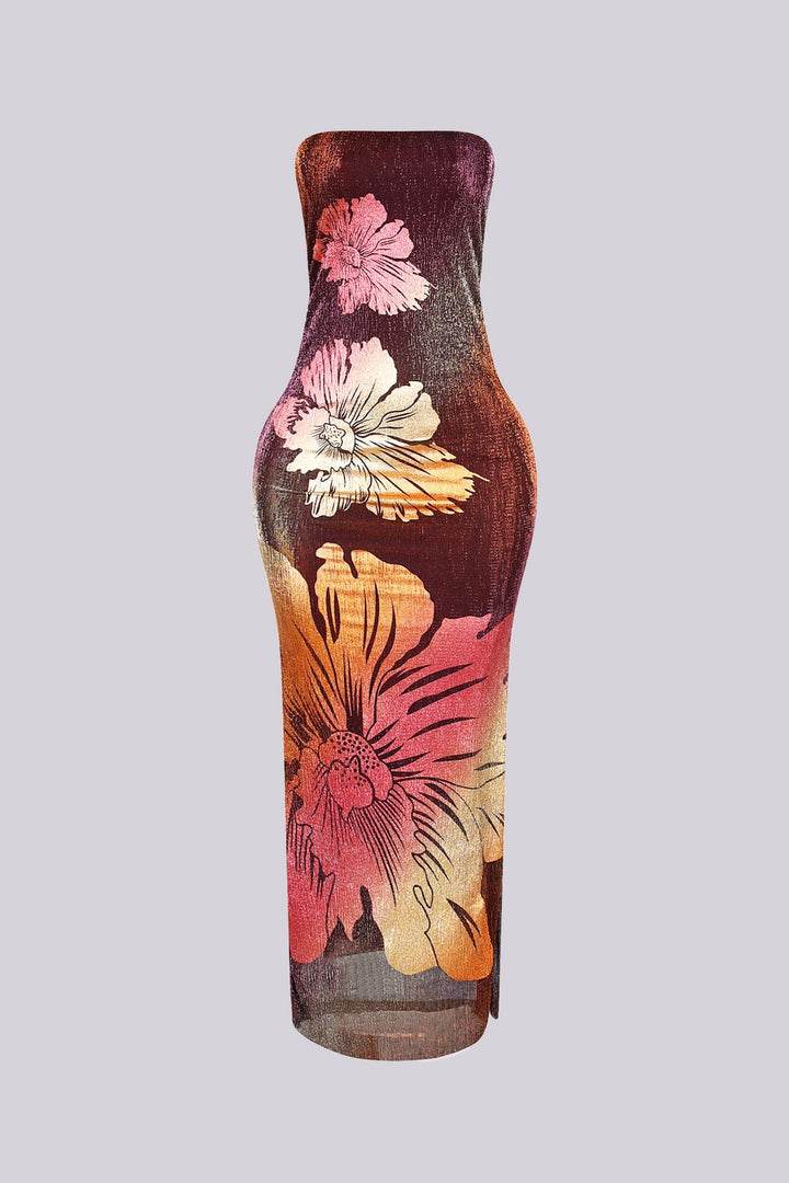 Leanna Metallic Floral Maxi Dress