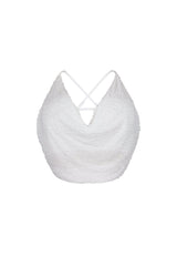 Lorena Mesh Beaded Cowl Neck Top