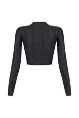 Jordyn Grunge Textured Rhinestone Top