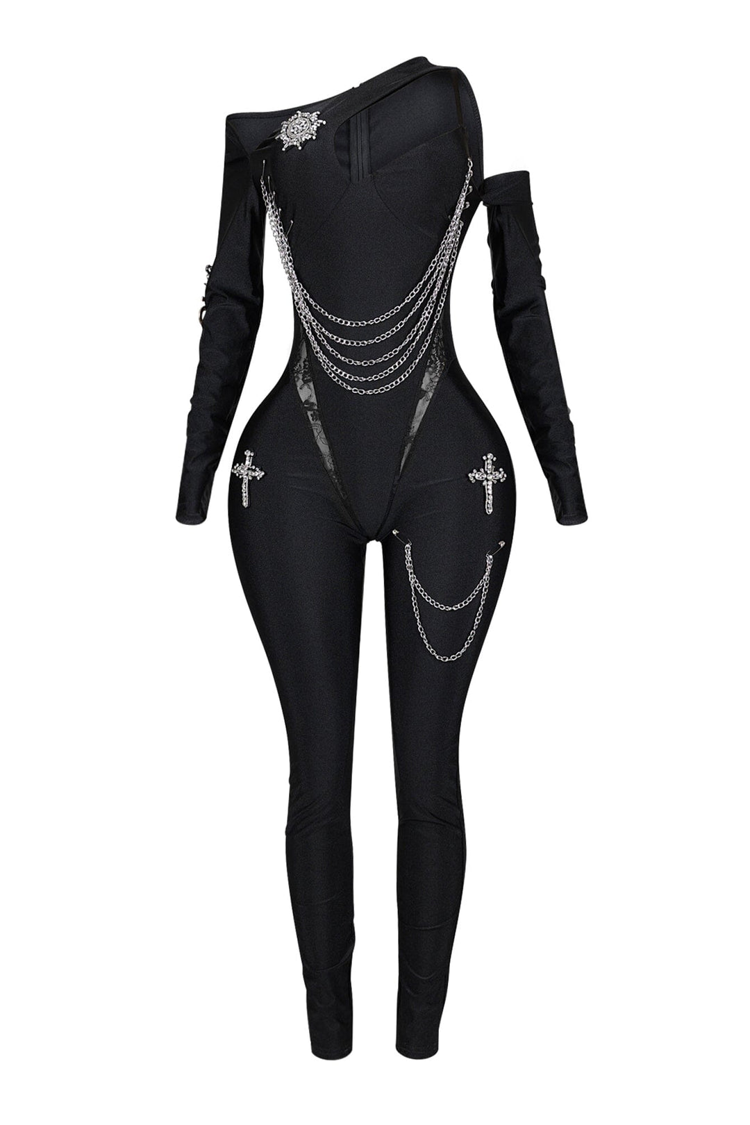 Deena Nylon Metal Chain Jumpsuit