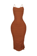 Alyssa Mesh Ruched Midi Dress