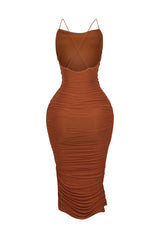 Alyssa Mesh Ruched Midi Dress