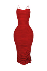 Alyssa Mesh Ruched Midi Dress