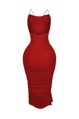Alyssa Mesh Ruched Midi Dress
