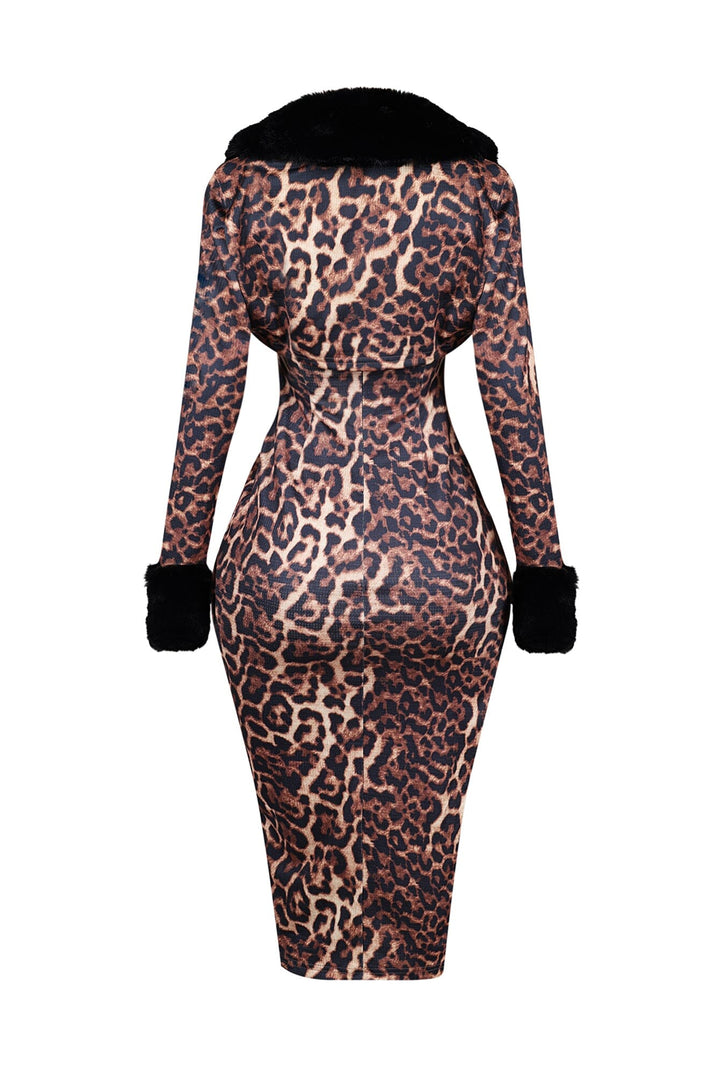 Jennifer Leopard Midi Dress With Bolero SET
