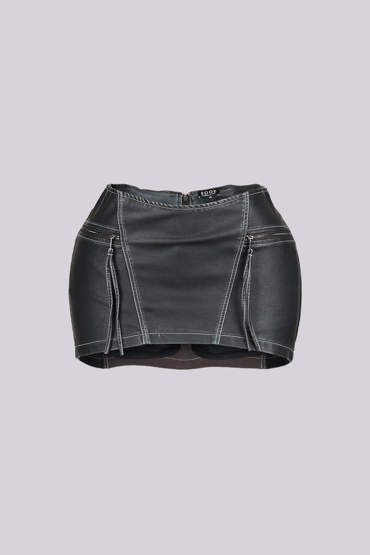 Robyn Faux Leather Low Rise Micro Skirt