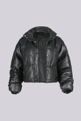 Frosty Chic Faux Leather Puffer Jacket