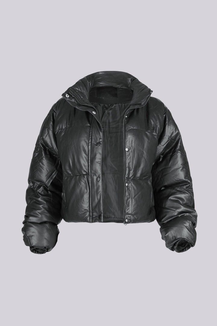 Frosty Chic Faux Leather Puffer Jacket