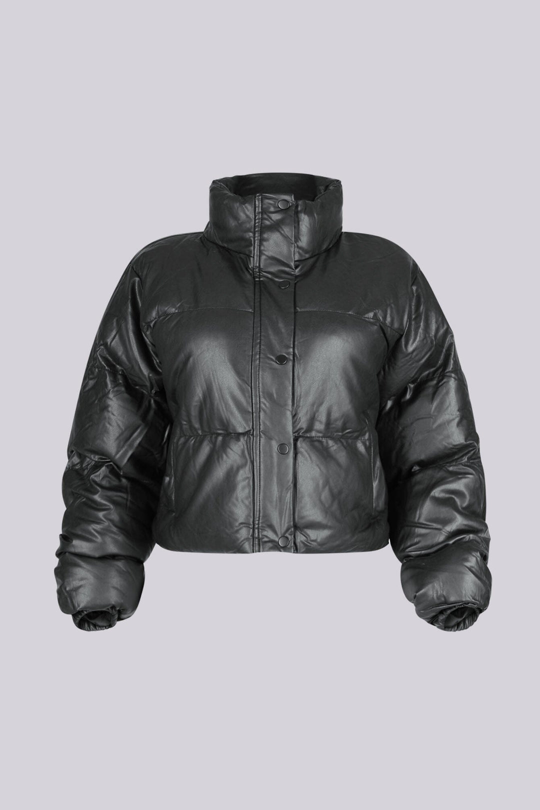 Frosty Chic Faux Leather Puffer Jacket