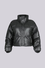 Frosty Chic Faux Leather Puffer Jacket