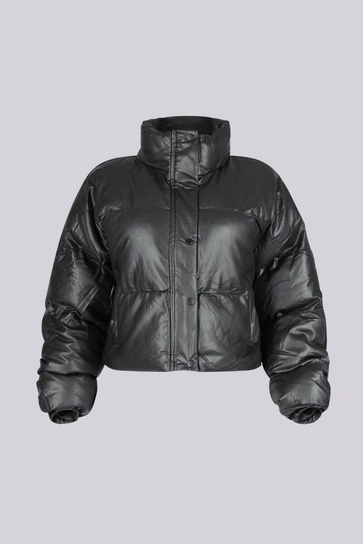 Frosty Chic Faux Leather Puffer Jacket