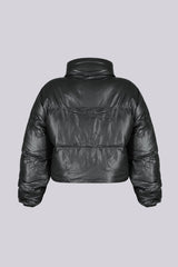 Frosty Chic Faux Leather Puffer Jacket