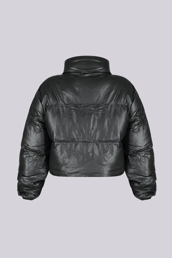 Frosty Chic Faux Leather Puffer Jacket