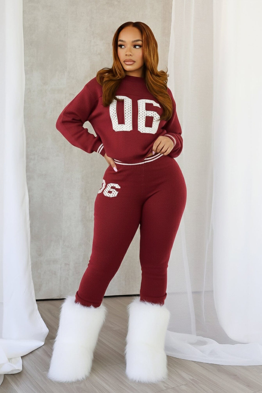 Zarah Knit 06 Graphic Top &amp; Leggings SET