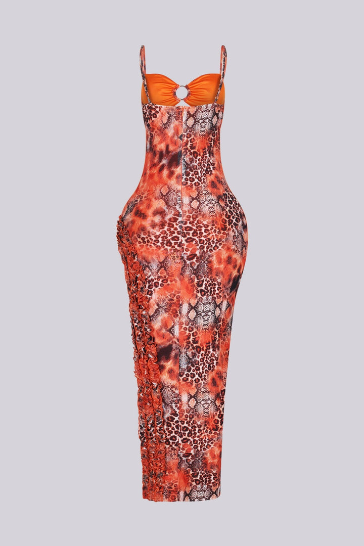 Heatwave Mesh Print Maxi Dress