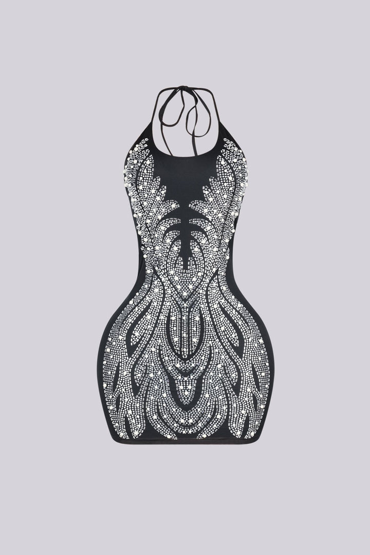 Lumina Prism Rhinestone Mini Dress