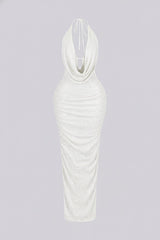 Viva Rhinestone Beaded Halter Maxi Dress