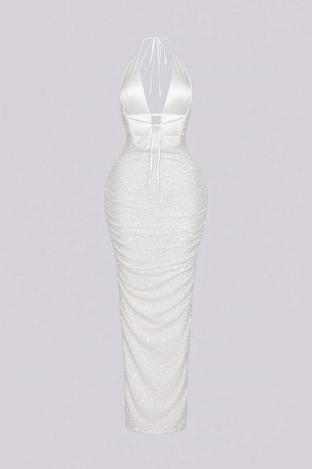 Viva Rhinestone Beaded Halter Maxi Dress