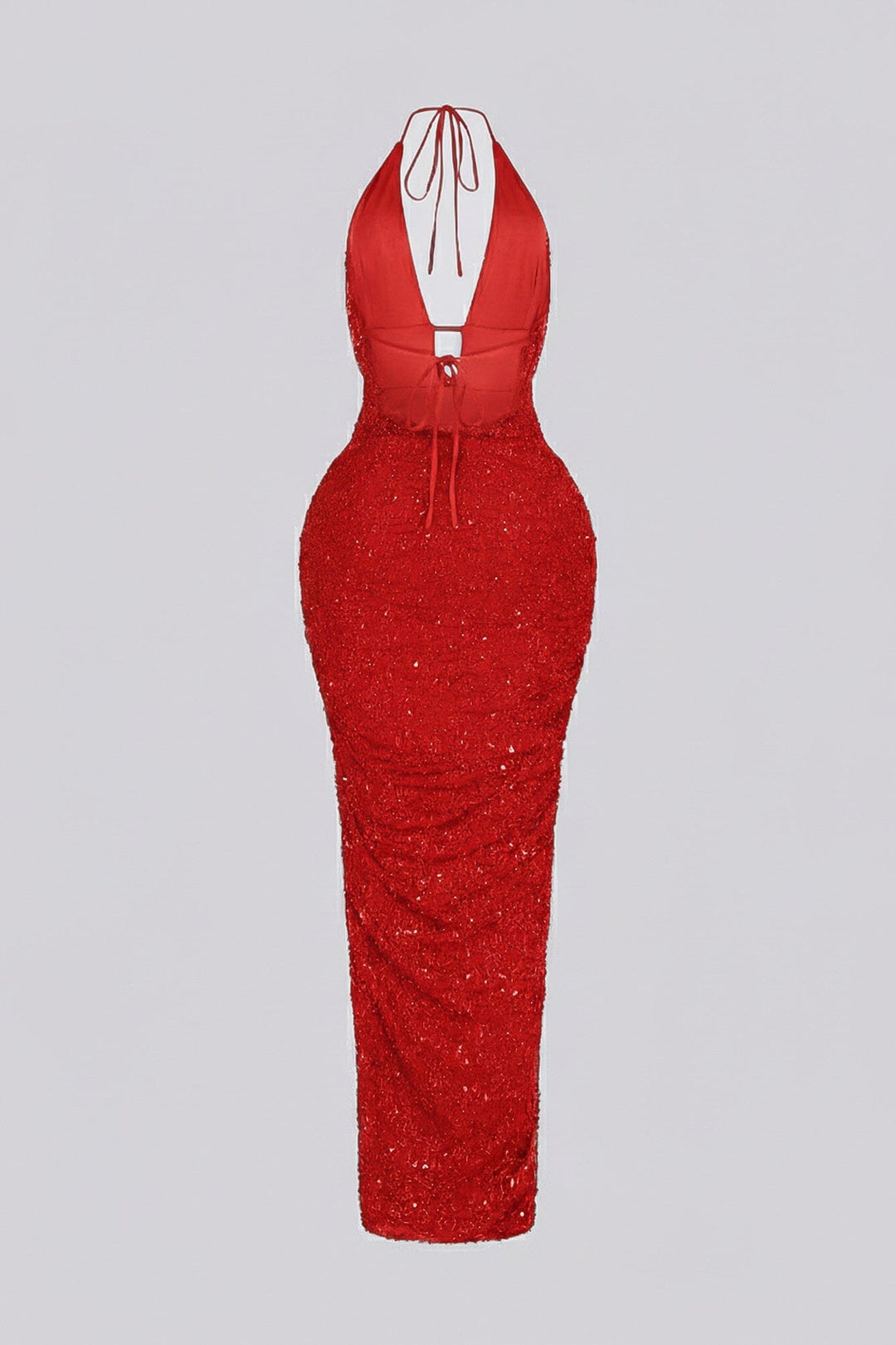 Viva Rhinestone Beaded Halter Maxi Dress