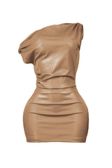 My Gosh PU Unbalanced Mini Dress